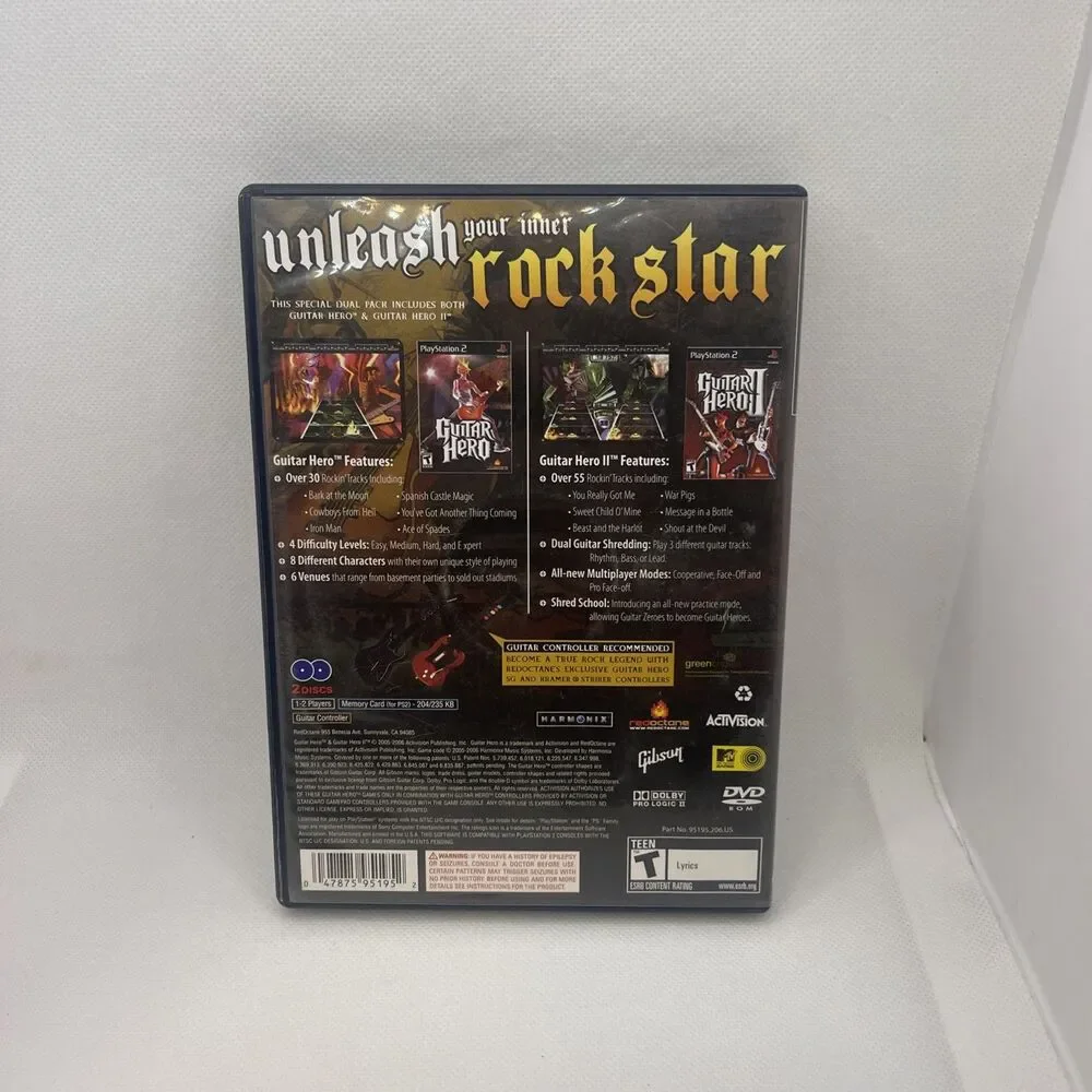 Guitar Hero & Guitar Hero 2 Dual Pack (Sony PlayStation 2 PS2, 2007)
